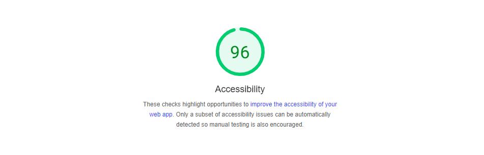 Accessibility Standards | Image of a Page speed Insights screenshot with the accessibility score